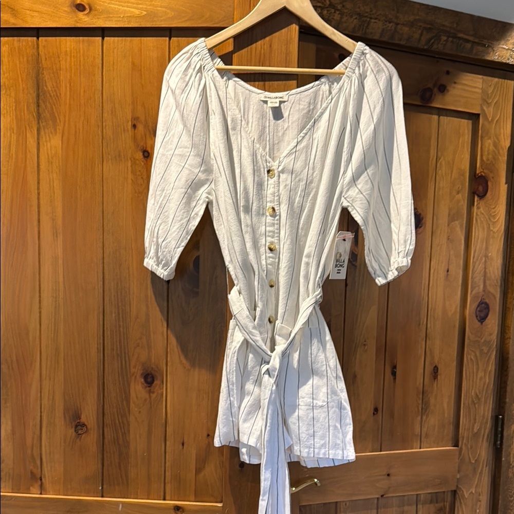 Billabong Striped Button-Down shorts romper